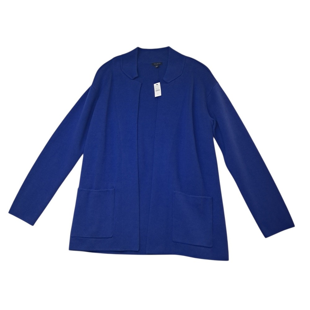 NWT Talbots‎ Cardigan Women's Small Blue Open Front Notched Collar Work Classic
